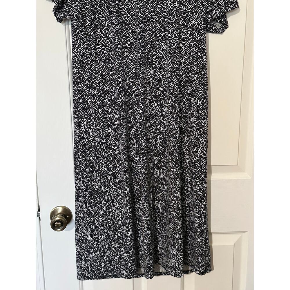 Lularoe Polka Dot Printed Tie Waist T-Shirt Shift Dress Black Women's Size M - Picture 5 of 7